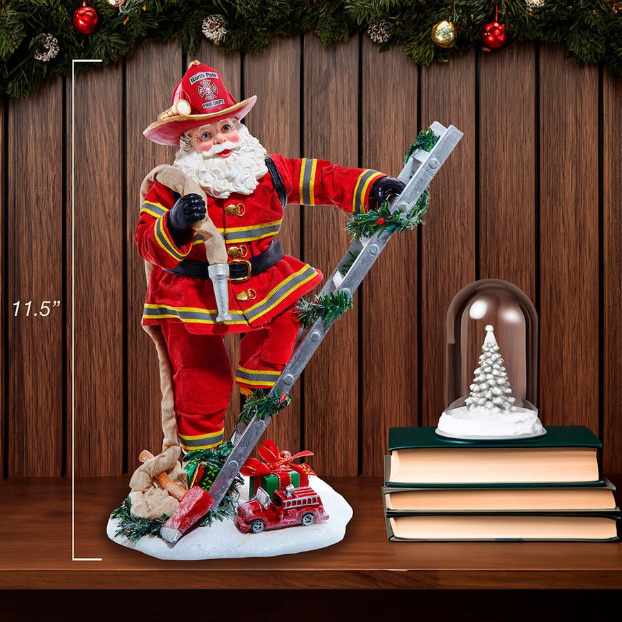 11.5“ Fabriché™ Fireman Santa On Ladder