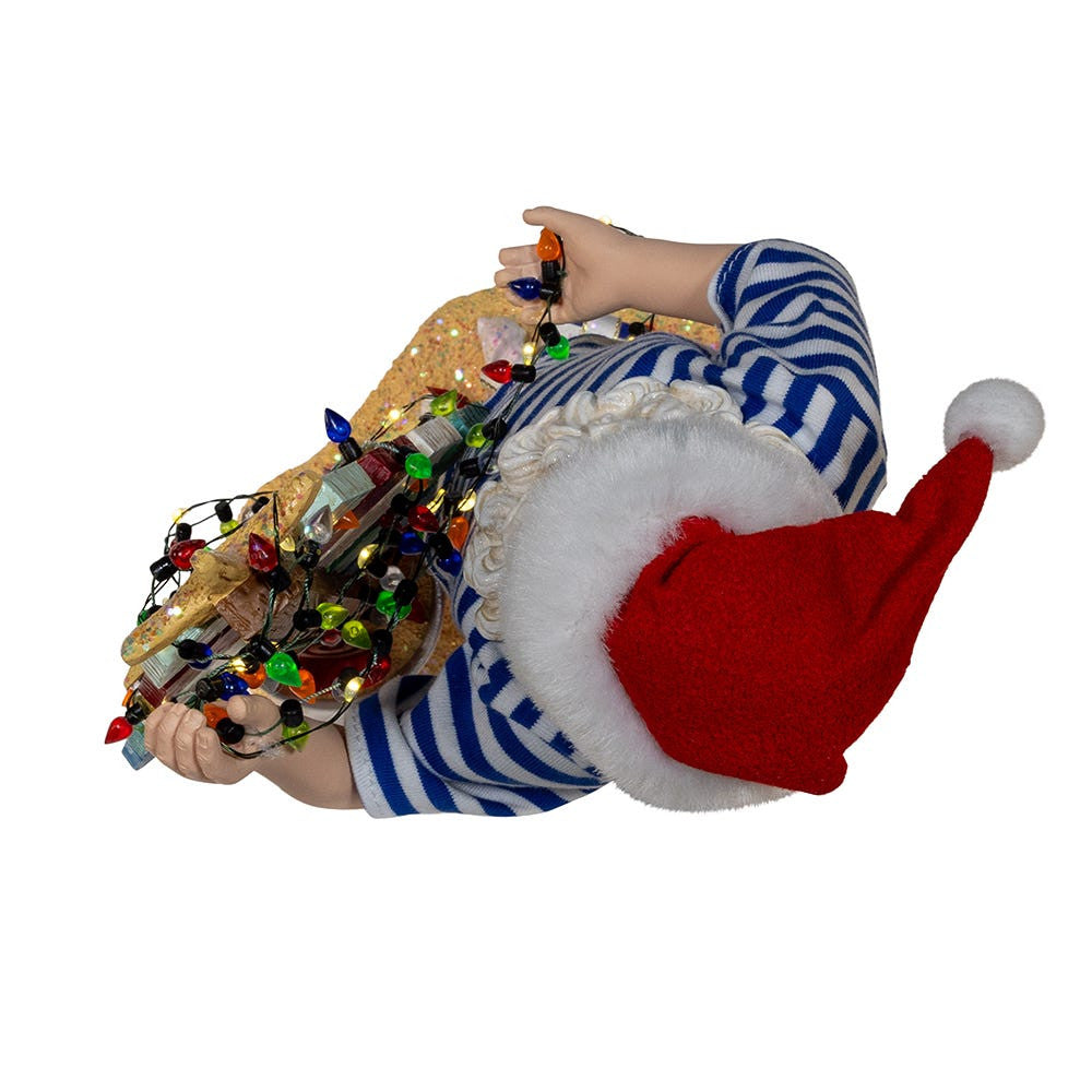 10.5“ Fabriché™ Battery Operated Beach Santa With Lighted Sign