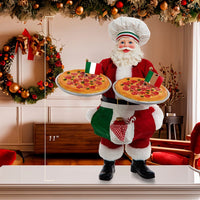 11“ Fabriché™ Chef Santa With Two Pizza's