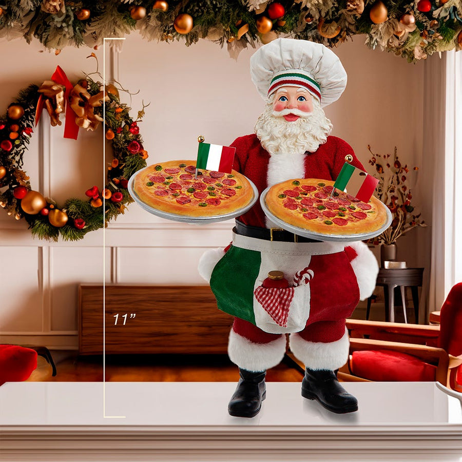 11“ Fabriché™ Chef Santa With Two Pizza's