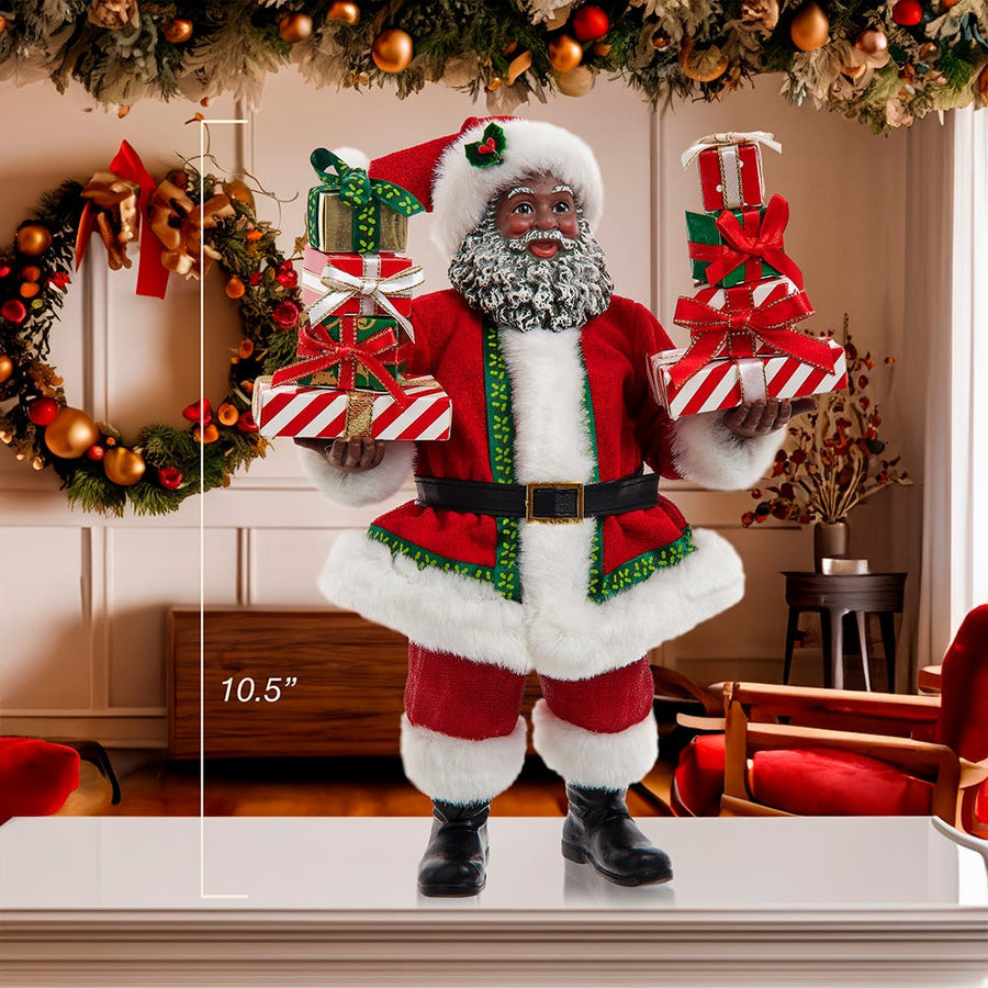10.5" Fabriché™ African American Santa With Gifts
