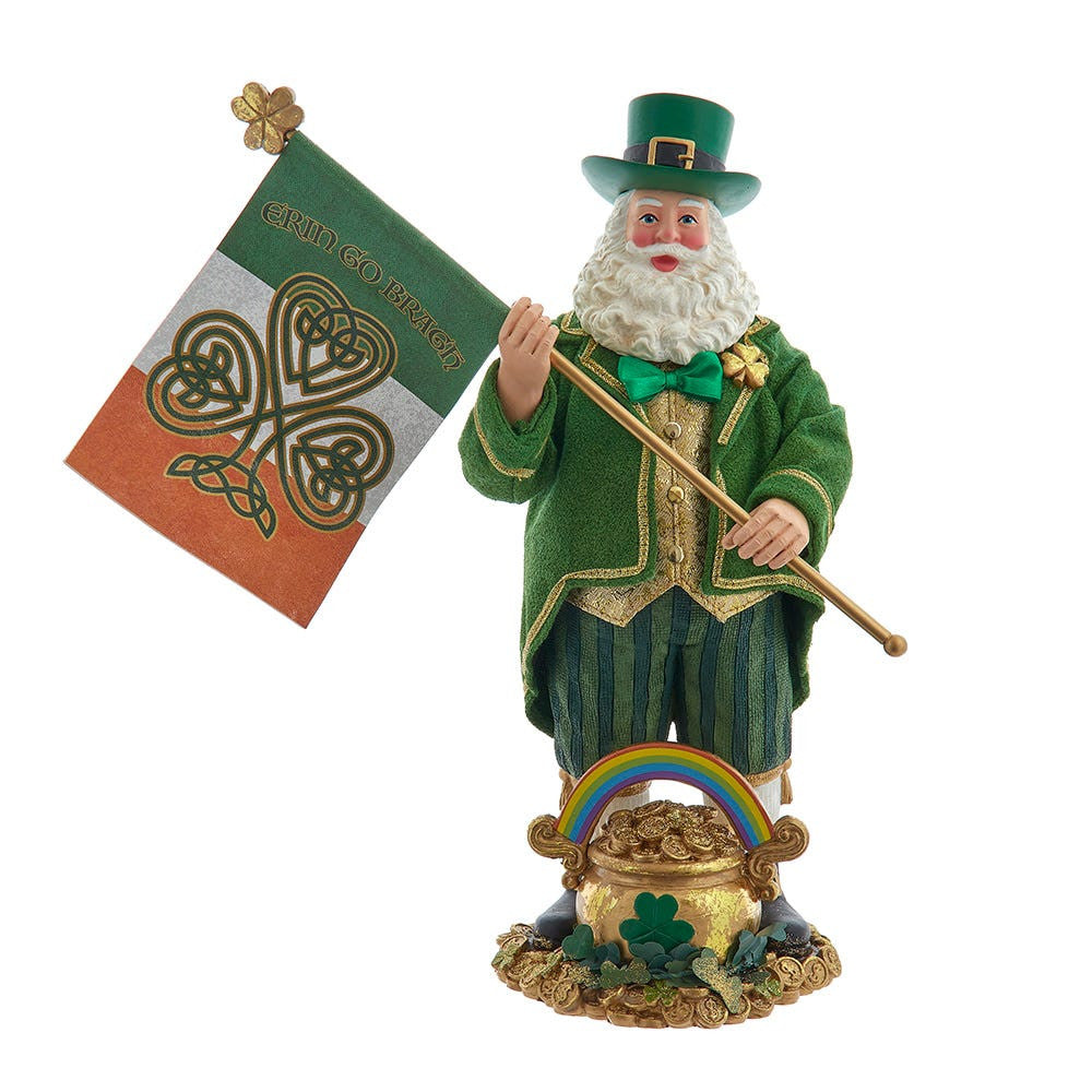 11" Fabriché™ Musical Irish Santa