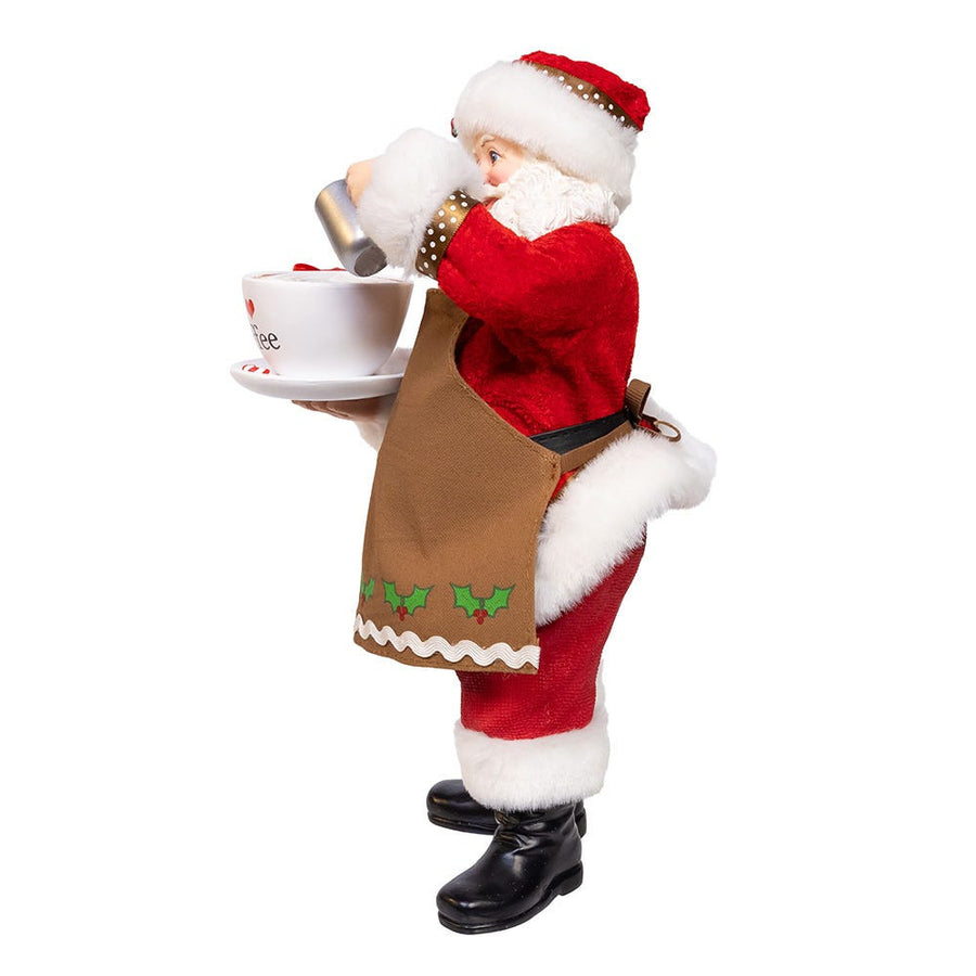 10.5" Fabriché™ Santa With Oversized " I Love Coffee" Cup & Creamer