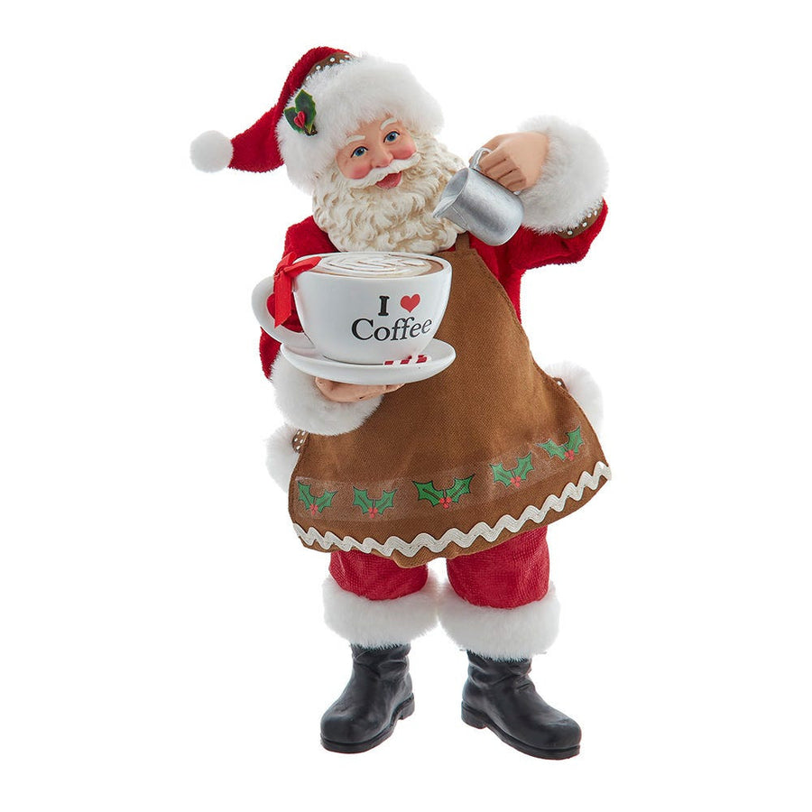 10.5" Fabriché™ Santa With Oversized " I Love Coffee" Cup & Creamer