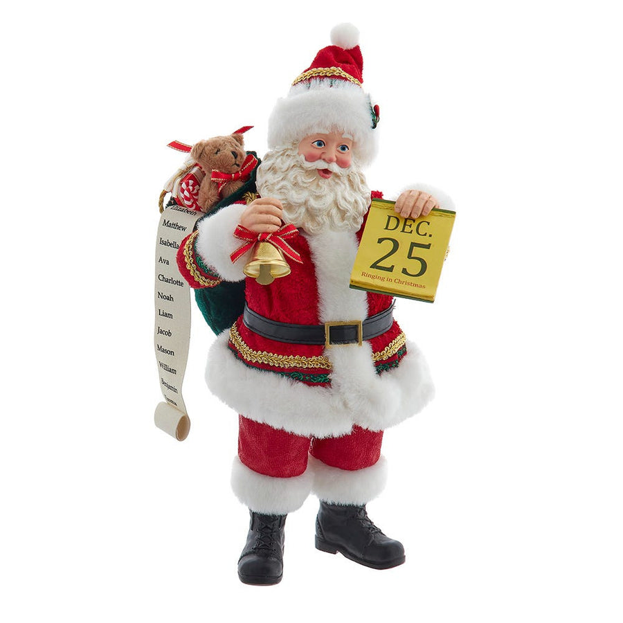 10.5" Fabriché™ Traditional Santa With December 25th Calendar
