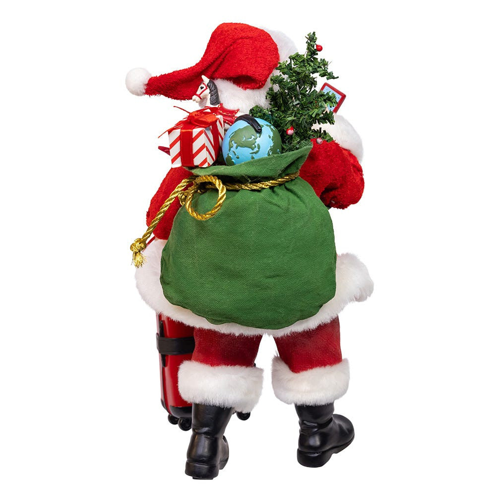 10.5" Fabriché™ Santa With Red Luggage