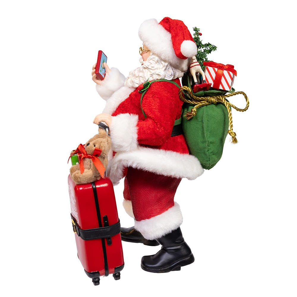 10.5" Fabriché™ Santa With Red Luggage