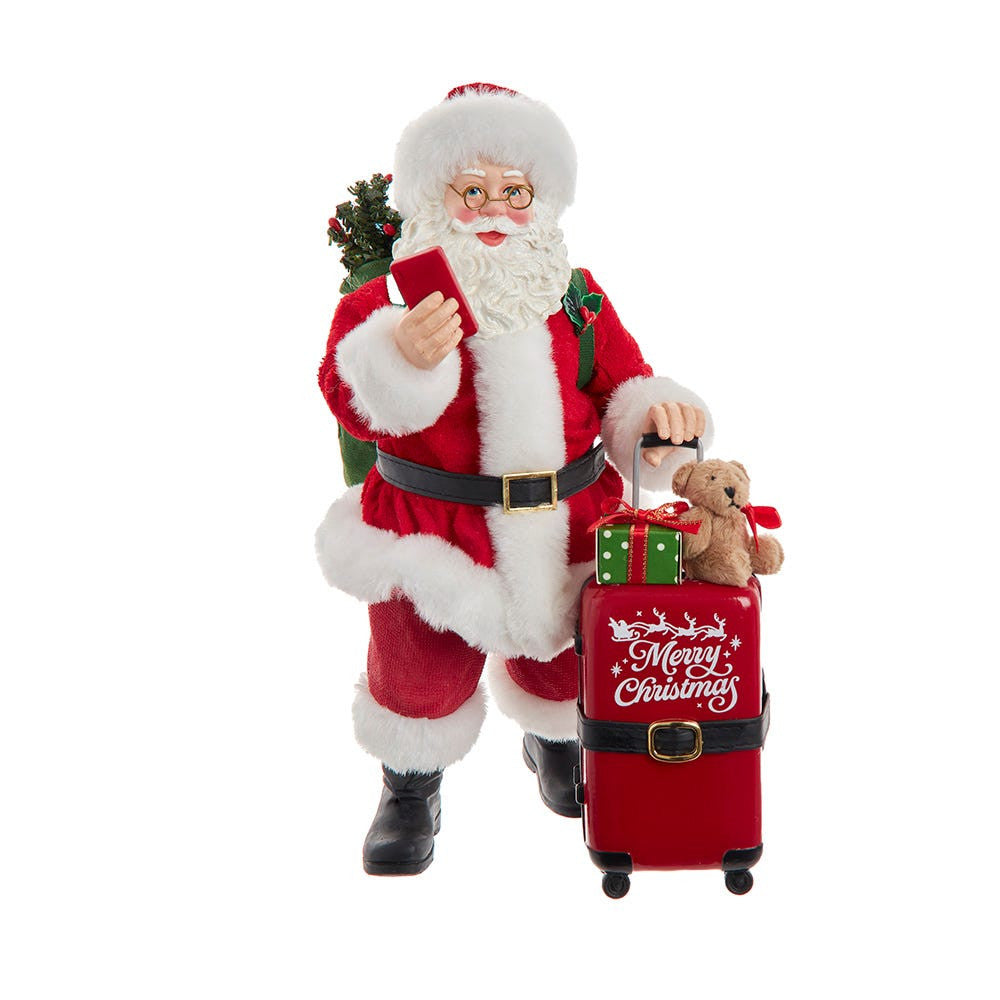 10.5" Fabriché™ Santa With Red Luggage
