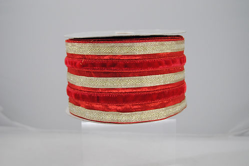 RIBBON 4" X 10YDS VELVET ACCENT RED
