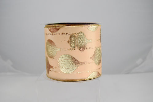RIBBON 4X10YDS CLASSIC ORNAMENT GOLD AND IVORY
