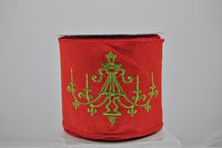 RIBBON EMB CHANDELIER 4X10 RED/GR