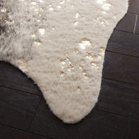 Luxurious Faux Cow Hide Area Rug in Beige and Grey