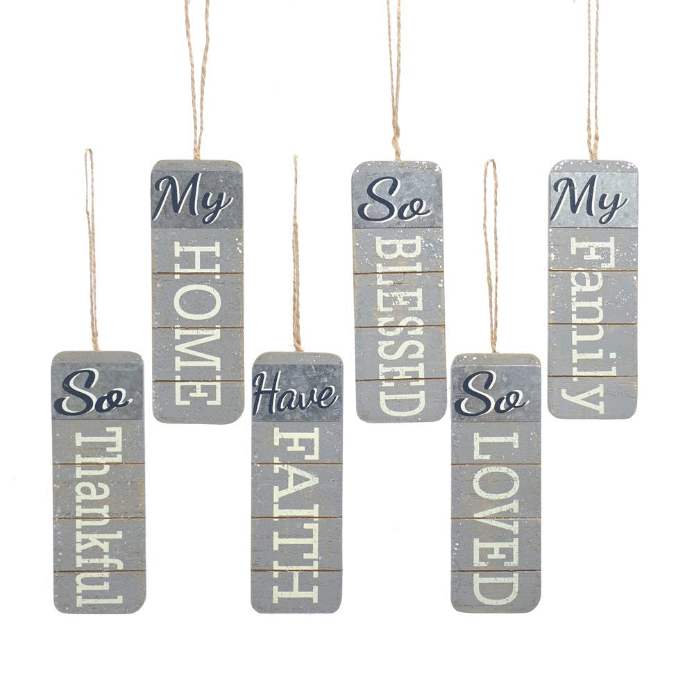 Grey Word Hanging Ornaments
