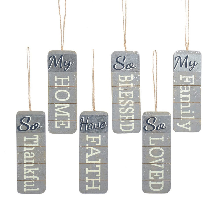 Grey Word Hanging Ornaments