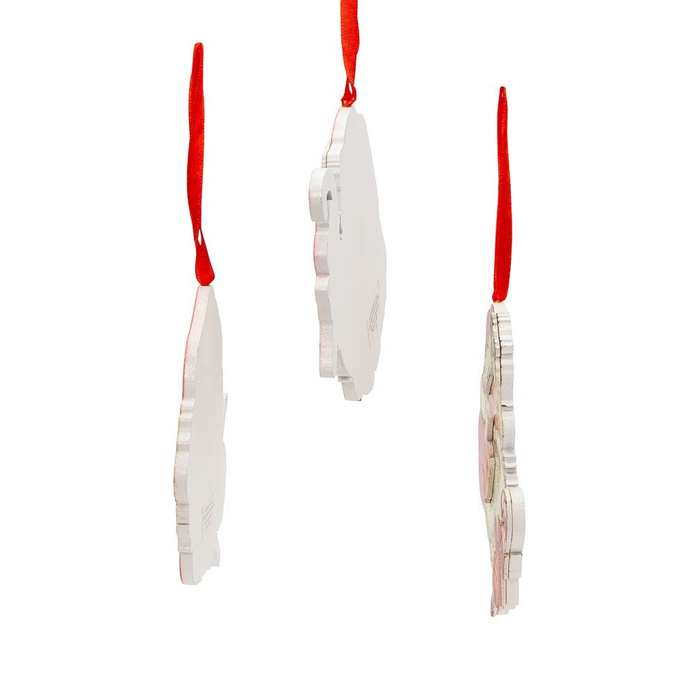 Retro Mint Wooden Santa Head Ornaments