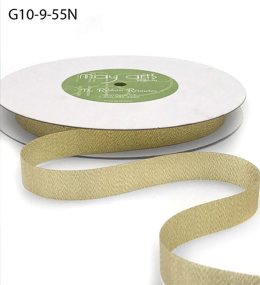 5/8 Inch Metallic Gold Ribbon with Cut Edge – G10-9-55N – WOVEN