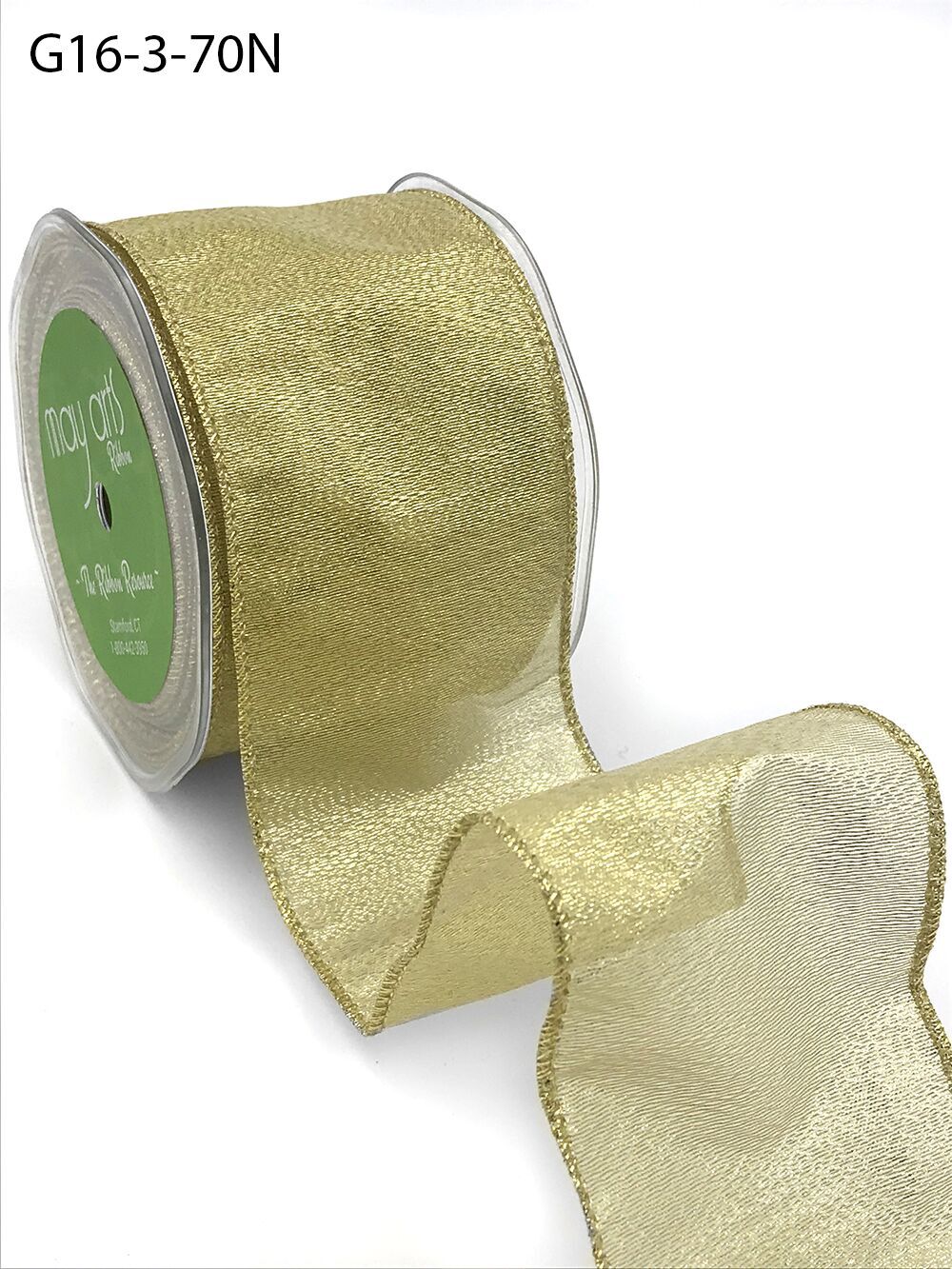 2.5 Inch Semi-Sheer Metallic Gold Ribbon – G16-3-70N GOLD (30 yard)