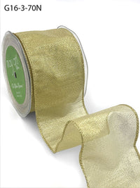 2.5 Inch Semi-Sheer Metallic Gold Ribbon – G16-3-70N GOLD (30 yard)