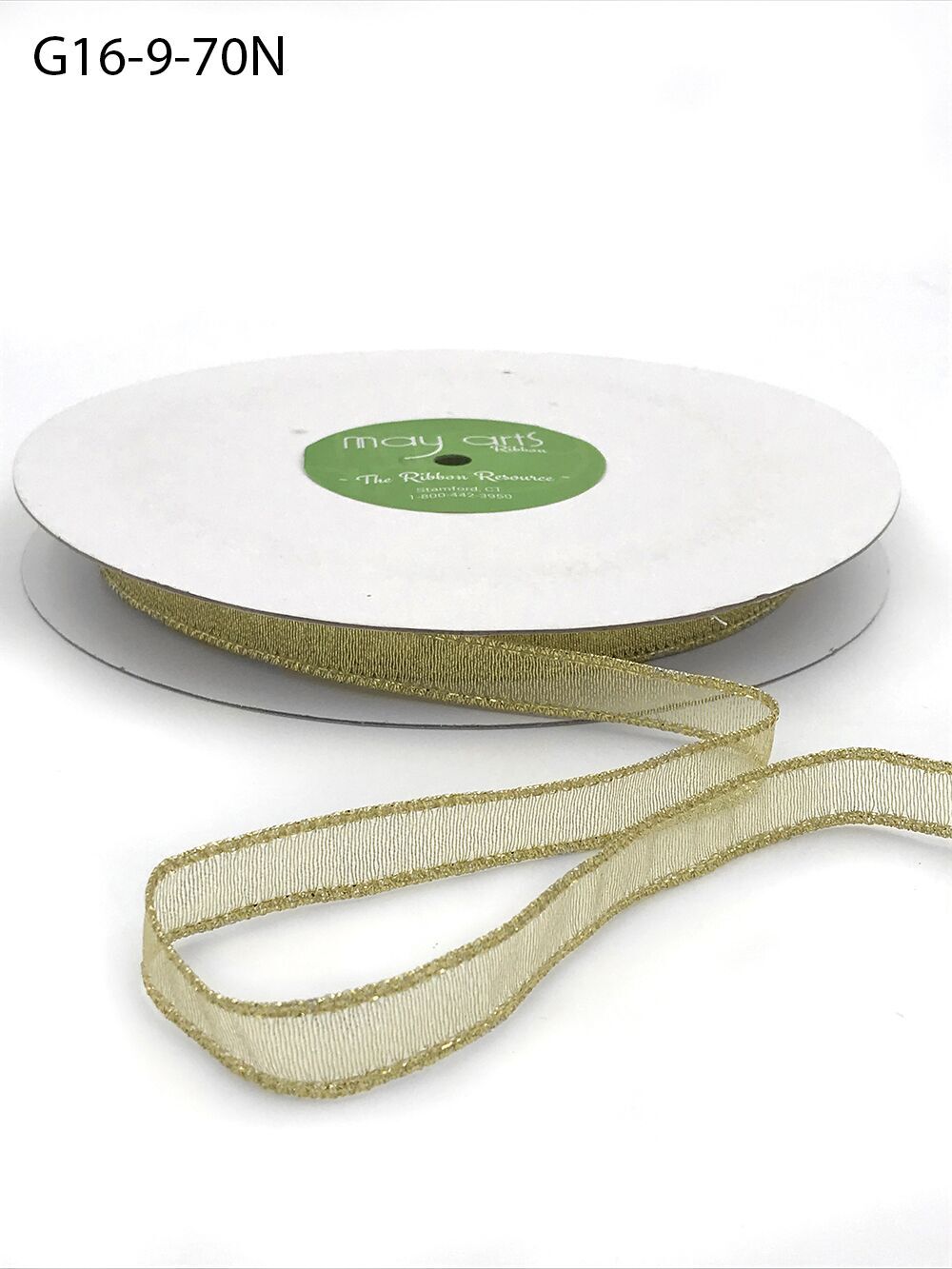 ½ Inch Semi-Sheer Metallic Gold Ribbon – G16-9-70N GOLD (½ inch)