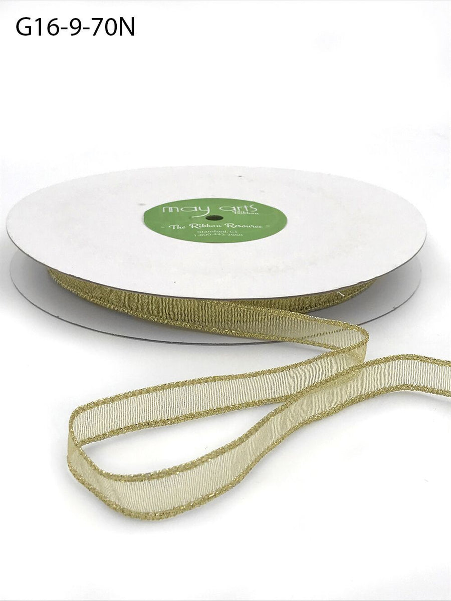 ½ Inch Semi-Sheer Metallic Gold Ribbon – G16-9-70N GOLD (½ inch)