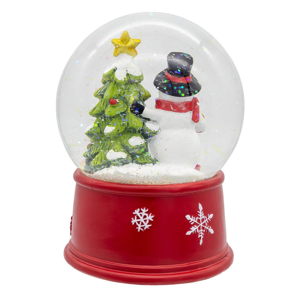 5" Wind-Up Musical Snowman With Water Globe