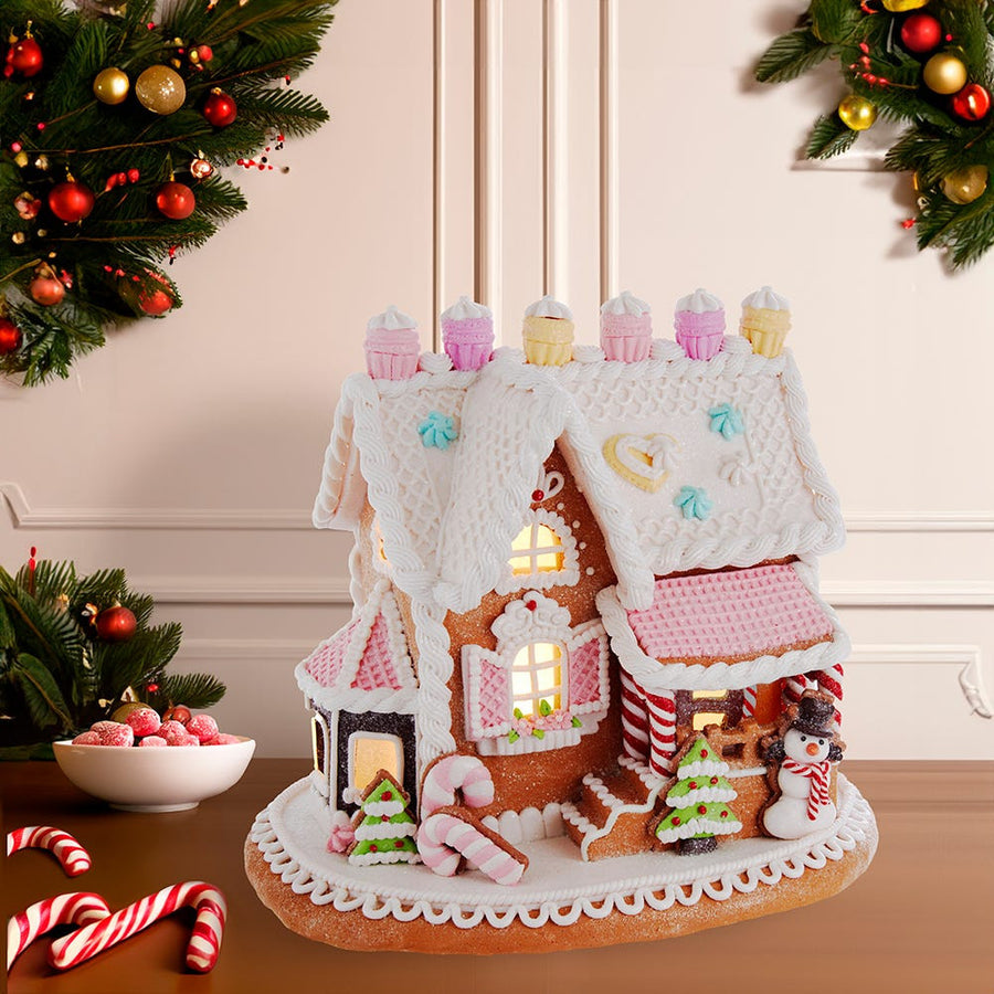9" Battery Operated LED Gingerbread Cake House