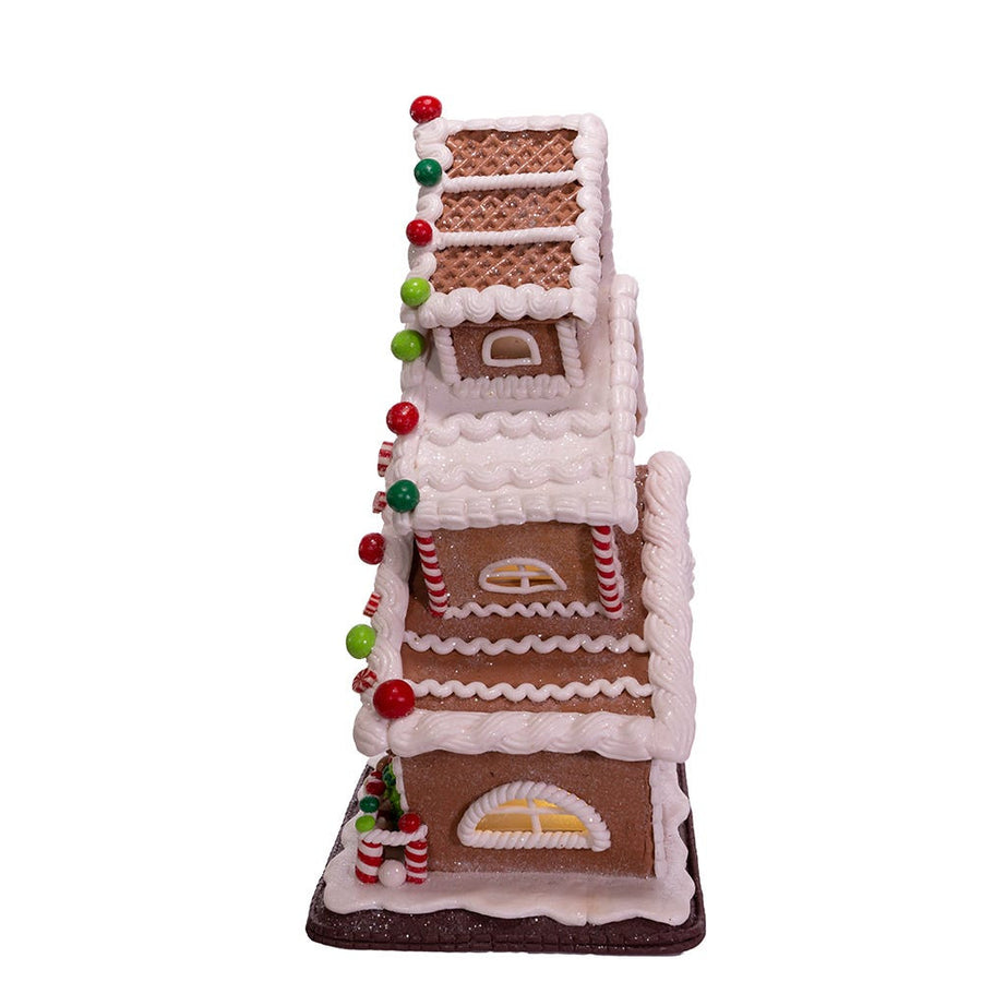 13" Battery Operated LED Gingerbread Cookie 3-Layer House