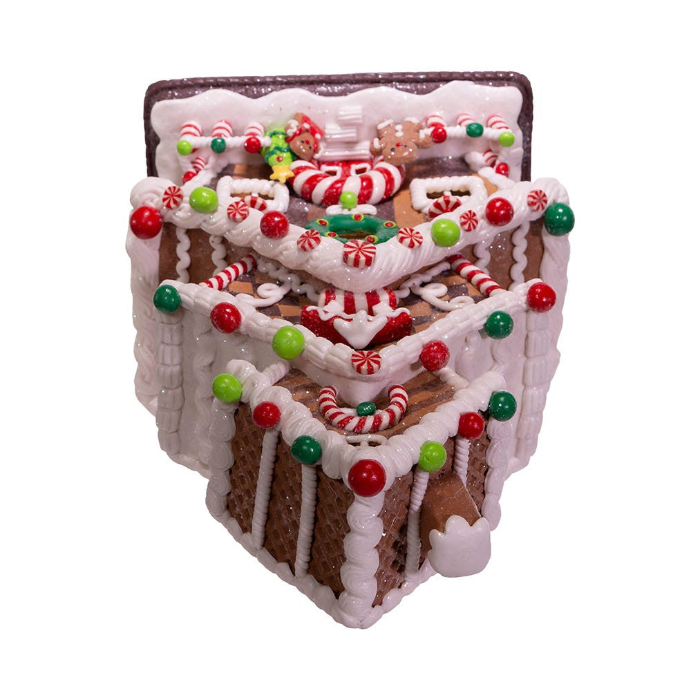 13" Battery Operated LED Gingerbread Cookie 3-Layer House