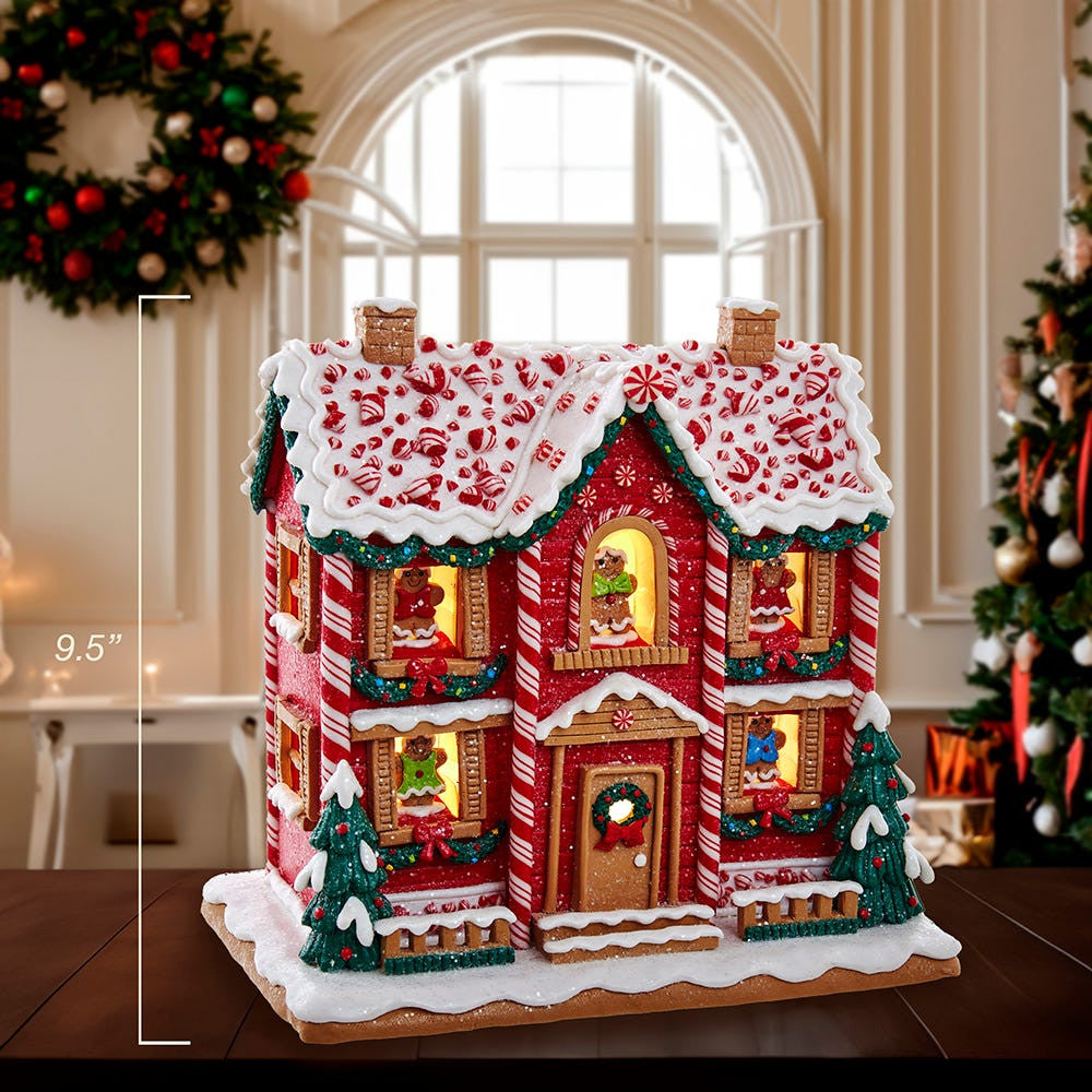 9.5" Battery-Operated Lighted Musical Gingerbread House