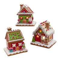 Battery Operated LED Red, White & Green Gingerbread House Table Pieces