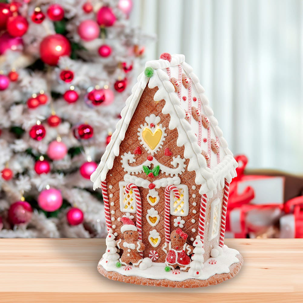 7.87“ Battery Operated LED Gingerbread House With Heart