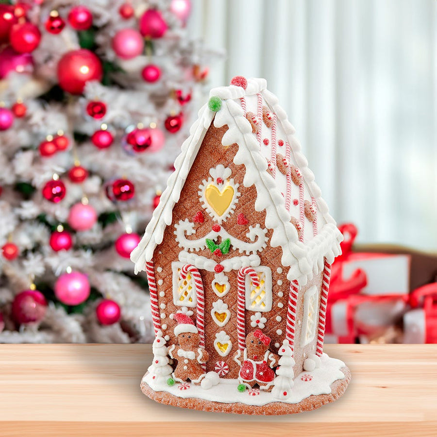7.87“ Battery Operated LED Gingerbread House With Heart
