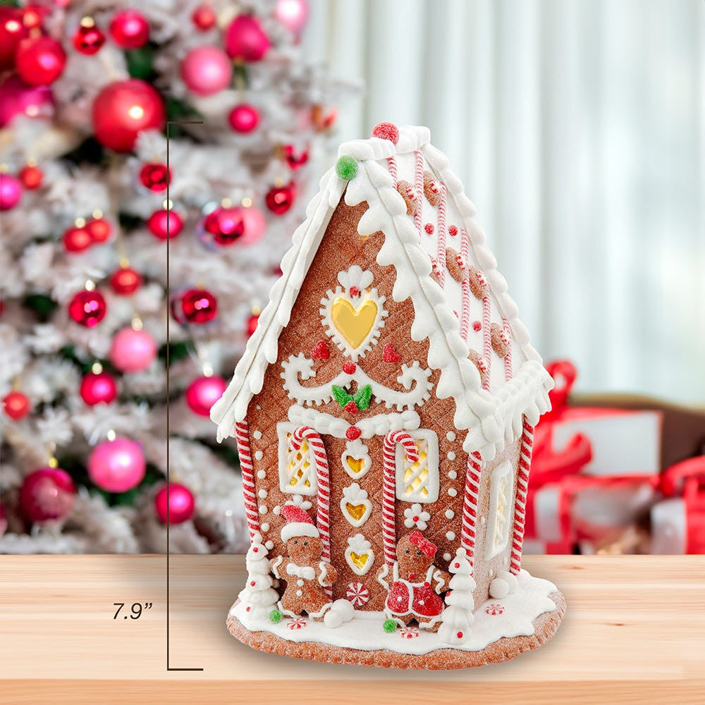 7.87“ Battery Operated LED Gingerbread House With Heart