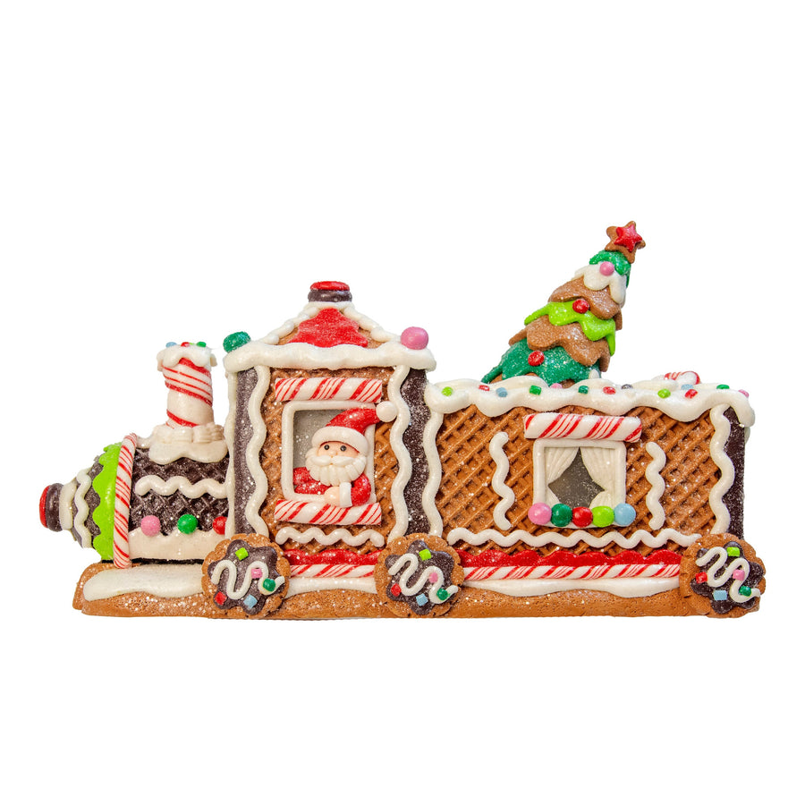 7"Battery Operated LED Gingerbread Train With Tree Table Piece