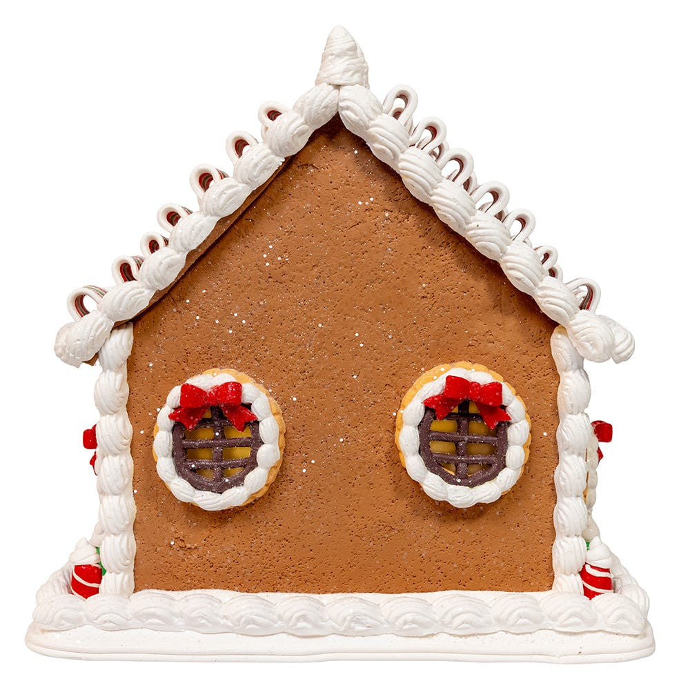 9“ Battery Operated Gingerbread House With Santa & Ribbon Candy Roof