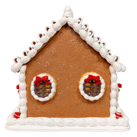 9“ Battery Operated Gingerbread House With Santa & Ribbon Candy Roof
