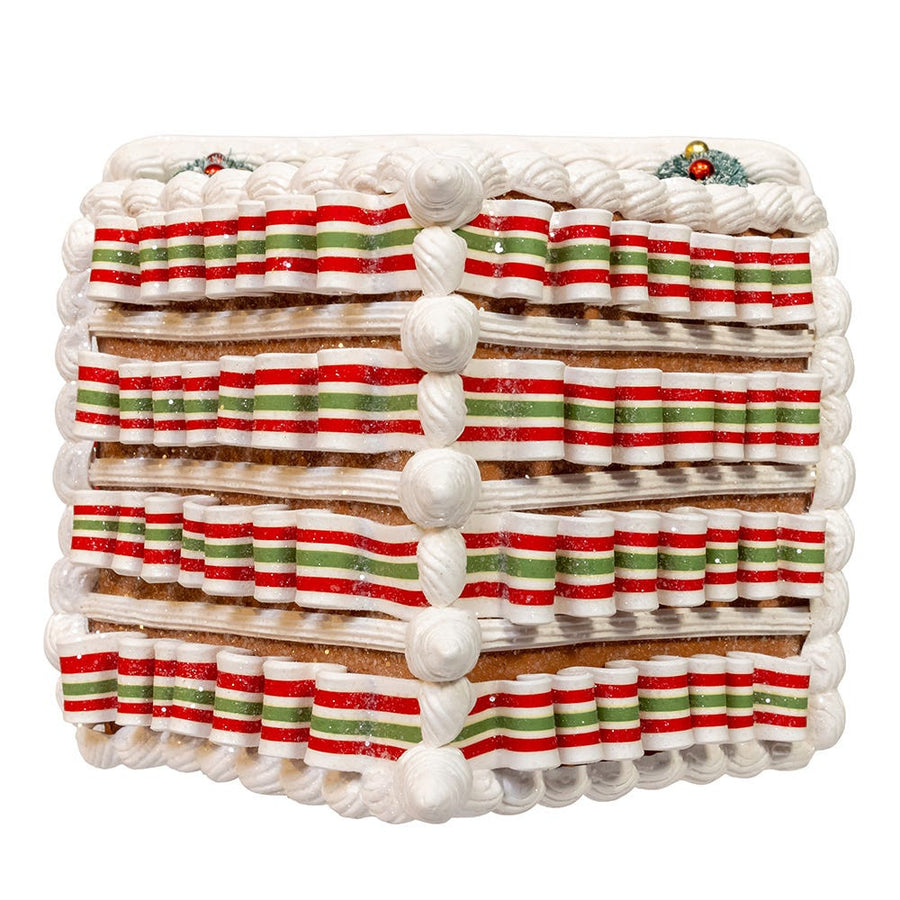 9“ Battery Operated Gingerbread House With Santa & Ribbon Candy Roof