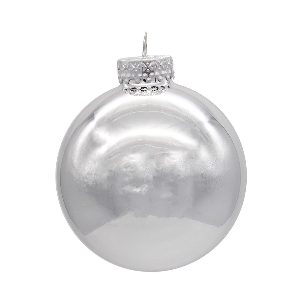 65MM Glass Shiny Silver Ball Ornaments