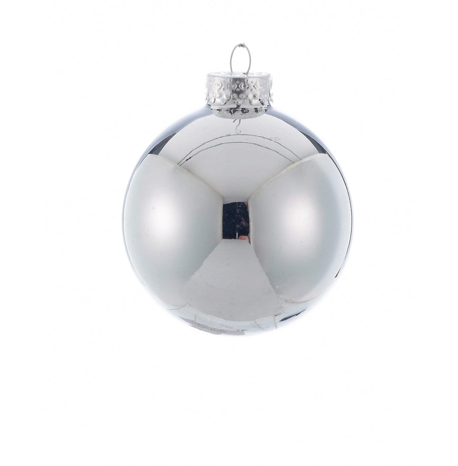 65MM Glass Shiny Silver Ball Ornaments