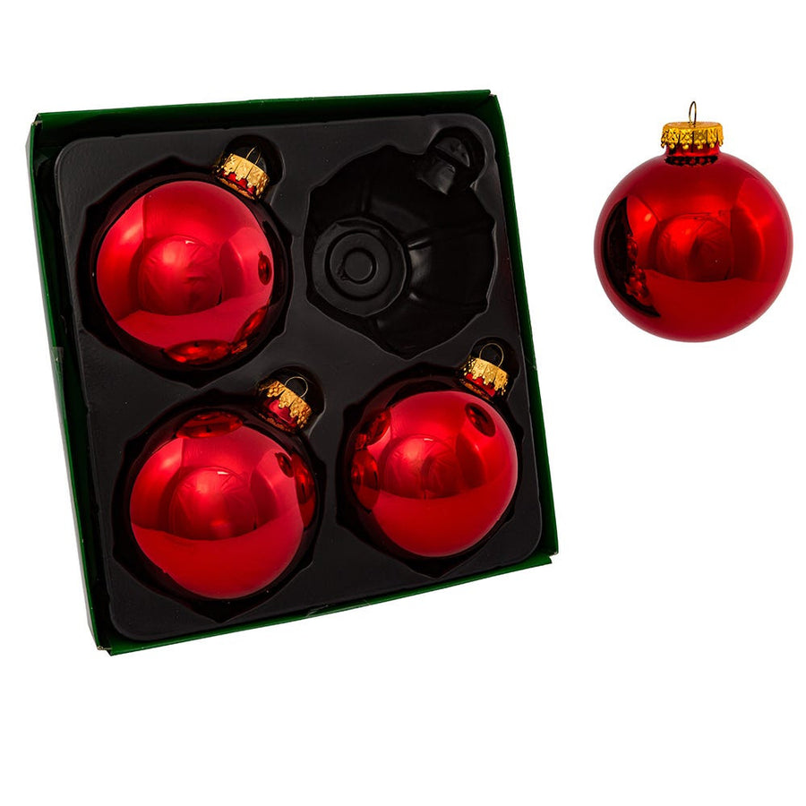 80MM Glass Shiny Red Ball Ornaments