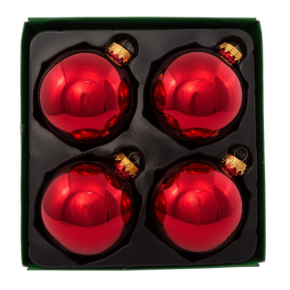 80MM Glass Shiny Red Ball Ornaments