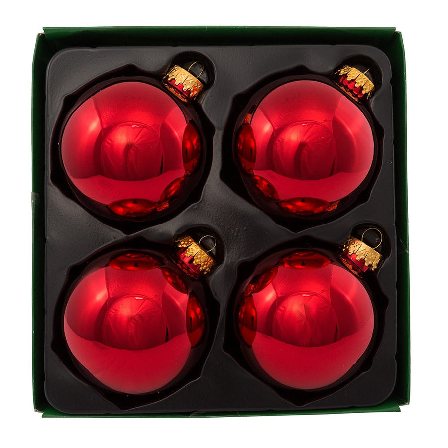 80MM Glass Shiny Red Ball Ornaments