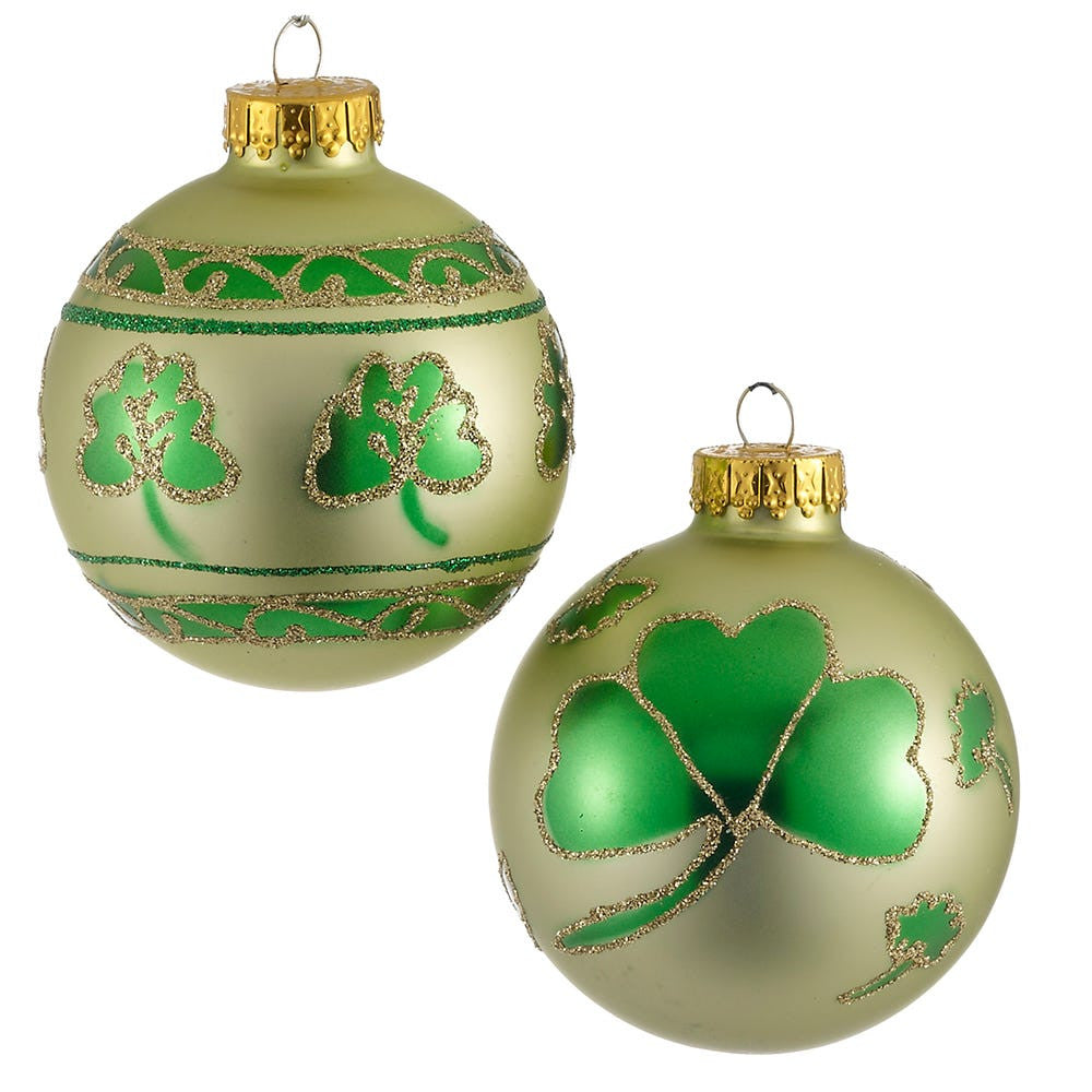65MM Glass Shamrock Design Ball Ornaments