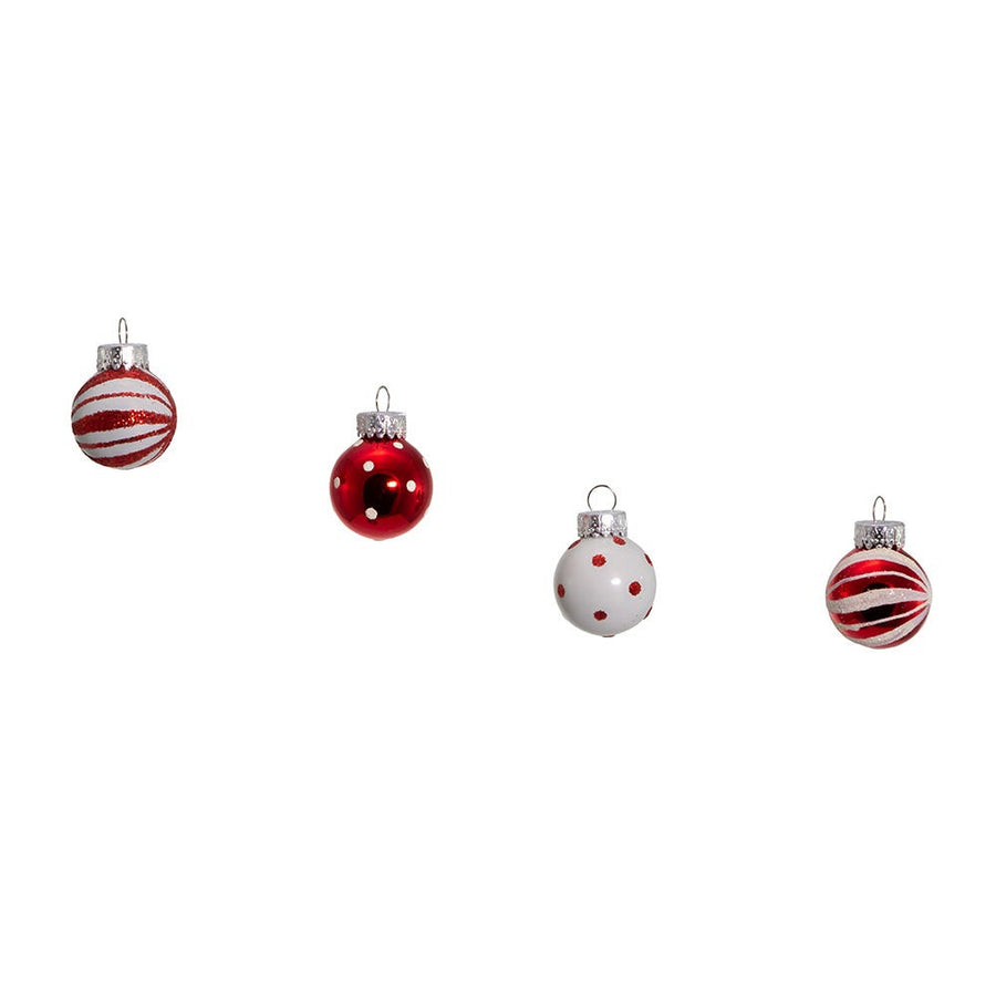 25MM Miniature Red and White Glass Ball Ornaments