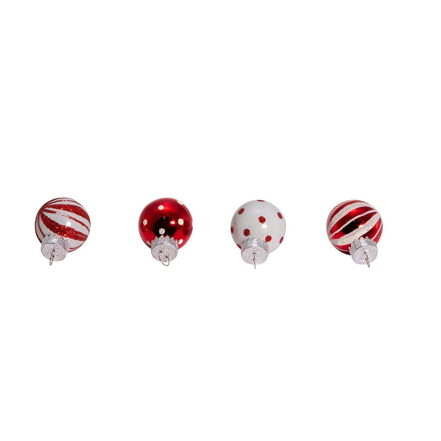 25MM Miniature Red and White Glass Ball Ornaments