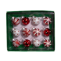25MM Miniature Red and White Glass Ball Ornaments