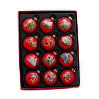 65MM Glass 12 Days Of Christmas Ball Ornaments