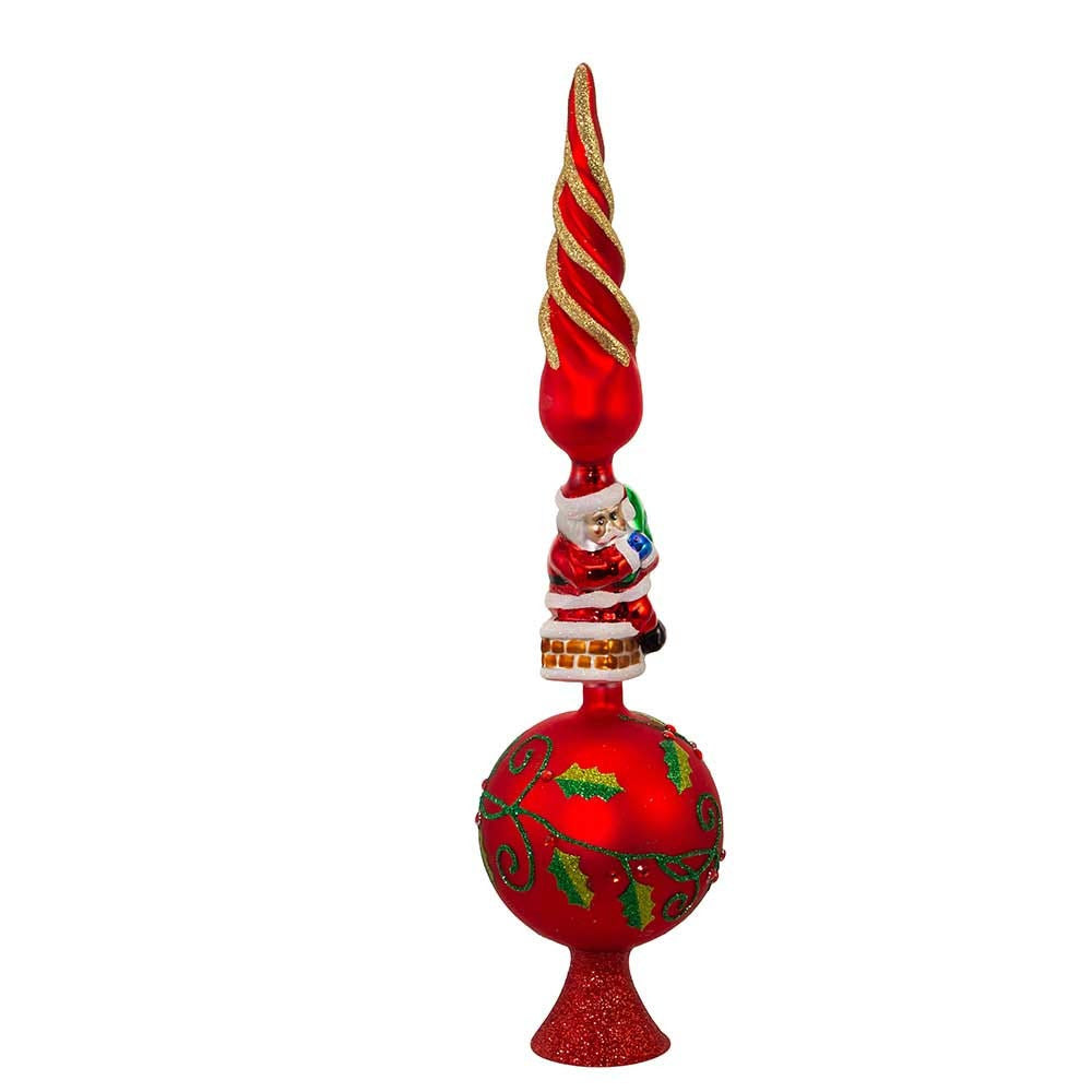 16" Un-Lit Glass Santa Finial Treetop