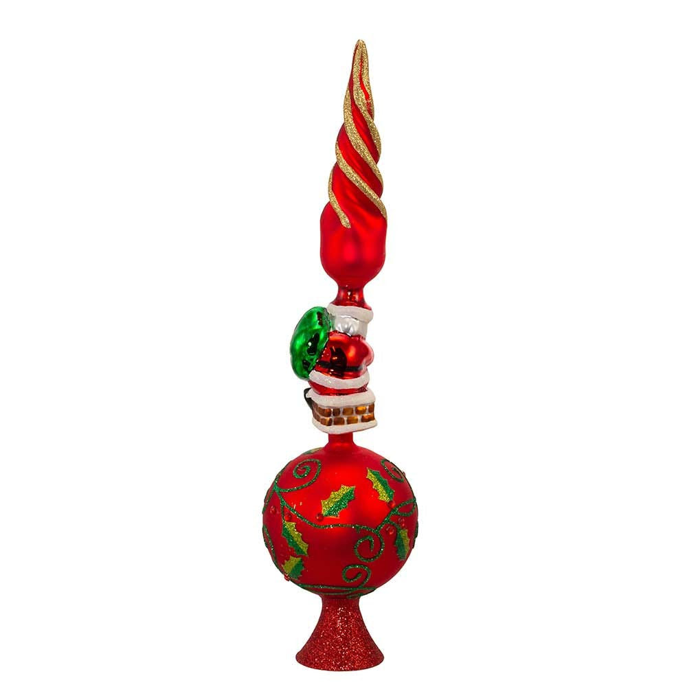 16" Un-Lit Glass Santa Finial Treetop