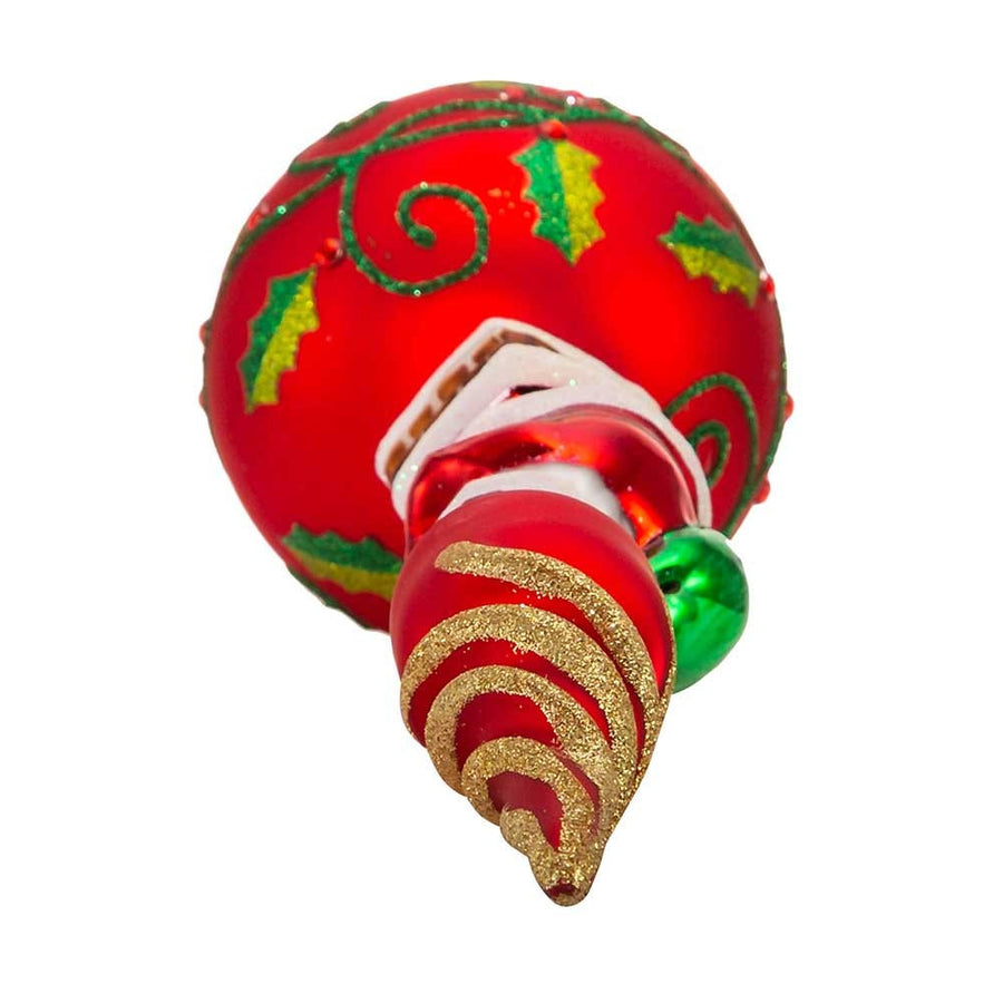 16" Un-Lit Glass Santa Finial Treetop